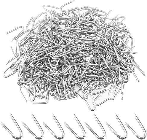 SINJEUN 1000 Pcs Galvanised Netting Staple U Nail, 2.3mm Diameter Steel Wire Fencing Staples U Nails for fencing, for Wire Mesh and Woven Fencing