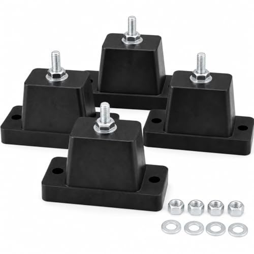Anti-Vibrationsfüße für Klimaanlage & Wärmepumpe, 4er Set Gummi-Schwingungsdämpfer 107 x 43 x 57 mm, inkl. Muttern & Unterlegscheiben, wetterbeständige Dämpfer für Split-Außengeräte