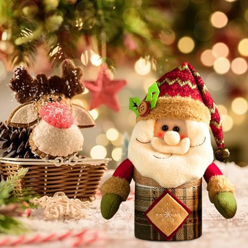 Geschenkbox Weihnachten mit Deckel, 25x20cm Geschenkboxen Weihnachtsdeko Weihnachtsmann Schneemann Elch, Weihnachtsgeschenkbox, Geschenk Box Weihnachten für Äpfel Süßigkeitskästen Gebäcktüten (A)