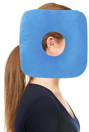 Piercing Kissen mit Loch,Für Ohr gegen Ohrenschmerzen,Donut Kissen,Ohrkissen, Nackenkissen Für Seitenschläfer,Sleepingring für Seitenschläfer zur Schmerzlinderung im Ohr,Kissen Seitenschläfer (Blau)
