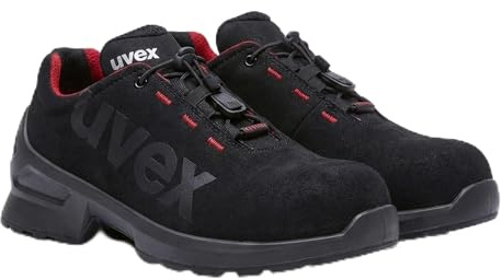 Uvex 1 Duo Low shoe S2 – säkerhetssko för lätta områden – sportig, lätt och flexibel – svart, röd – storlek 41