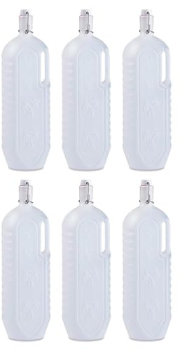 Tradineur - Confezione da 6 bottiglie di plastica con manico, disponibile tappo a pressione e manico, realizzato in plastica (PP) - 35 x 8,5 x 11 cm - 2 litri