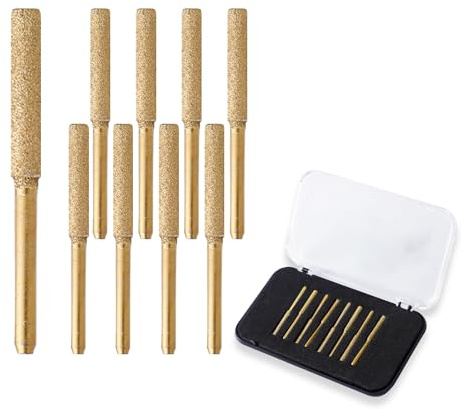YARDMARIS 8 Pcs Diamond Chainsaw Sharpener, High Hardness Chainsaw Sharpener Stones - Titanium Plated Bits - Burr Grinding Stone File Wheels, Grinding Tool for Metal Chainsaw Jade Glass (5/32)