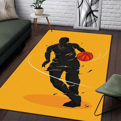 3D Teppich Korbleger Beim Basketballschießen Boden Matte Wohnzimmer Samt Area Teppiche Weiche Schlafzimmer Teppich Für Kinder Jungen Mädchen Toilettenmatte Toormat 100 X 200 Cm - Leicht Zu Rei -1F9T3J