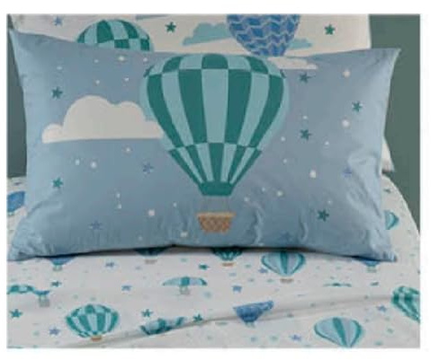 BIBIHOME - Completo letto singolo bambini Star in cotone. Lenzuolo Letto Singolo, Completo Letto, Lenzuolo Sopra, Lenzuolo Con Angoli, Federa. Set lenzuola singole 100% Cotone, Originale (CIELO)