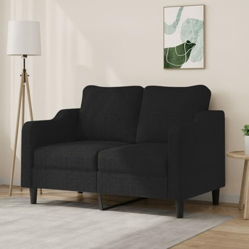 CINDERFUL 2-Sitzer-Sofa Schwarz 120 cm Stoff,Zweisitzer Sofa Modern Robust Gemütlich Schwarz Für Wohnzimmer & Sitzecke Möbel, Wohnzimmer