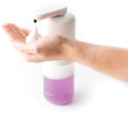 InnovaGoods® Dispensador de Jabón Automático de Espuma, dispensador jabon baño Sensor Touch Free, dispensador jabon Cocina 350 ml, dosificador jabon baño 3 Modos de Uso, Antigoteos-antiderrames