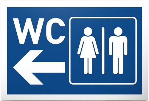 DankeDir Cartello per wc a forma di freccia, 30 x 20 cm, in plastica, per il bagno, per gli ospiti