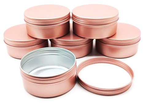 Wopanxye 6 Stück 150 ml Aluminium-Blechgläser mit Schraubdeckel, 150 gramm leer nachfüllbar Makeup Lippenbalsam, runde Reise Kosmetiktöpfe, Metalldosen für Bastelarbeiten, Salbe, Creme, Kerzen, Pulver