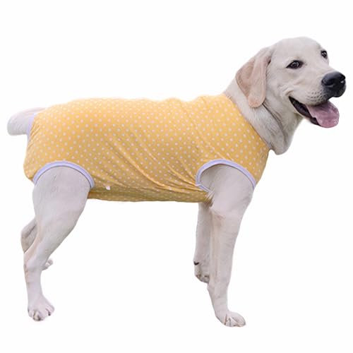 Kukaster Pet Hundebody Nach Op Kastration Hündin Rüde Wundschutzanzüge für Hund, Reißverschluss-Design für Haarausfall, Allergien, Rasur Gelb Weiß 2XL