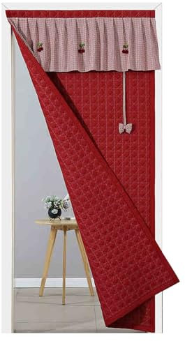 DECAKE Wärmeisolierter Türvorhang mit Klettbändern, strapazierfähiger Wintertürvorhang mit Bändern, blockiert Zugluft und spart Energie, für Schlafzimmer und Wohnzimmer (rot, 80 x 190 cm