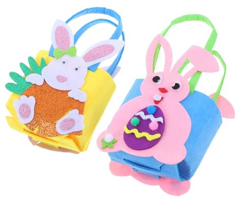 CHILDWEET 2stücke Ostern Hase Basket Aus Filz Für Kreative Ostern Geschenktüten Mit Tragegriff Wiederverwendbare Süße Häschen-designs Für Osterfeiern Und Aktivitäten