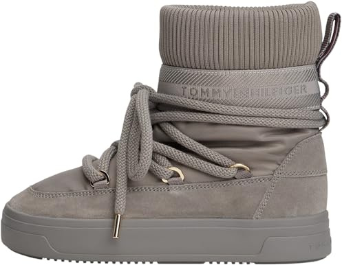 Tommy Hilfiger dam TOMMYTECH LOGOTAPE SNÖBOOT VARM FW0FW08998 utomhusstövlar, grå (tenngrå), 4, Grå tenn grå, 37 EU