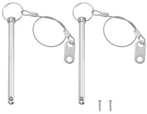 PATIKIL Perno A Sgancio Rapido, Diametro 5/16(8mm), Lunghezza Totale 1.8(45mm), Lunghezza Effettiva 1.3(34mm), 2pcs Perno Bimini Top In Acciaio Al Carbonio Con Filo Per Marina Argento