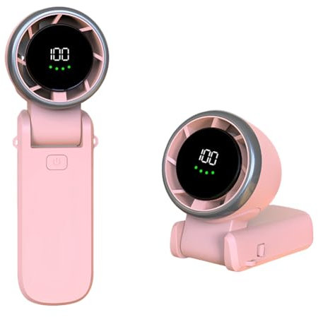 Mini Ventilateur Portatif Ventilateur Pliable à Grande Vitesse 5000mAh USB Ventilateur Silencieux Rechargeable avec Affichage Numérique Ventilateur de Table Mini Fan Main Pour Voyage Bureau Maison