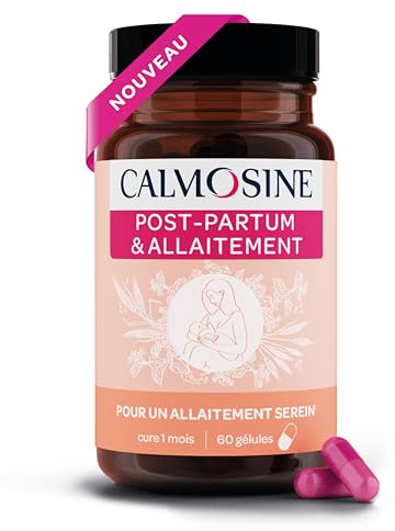 Calmosine Post-Partum Allaitement – Complément Alimentaire – 60 Gélules – Vitamines C, Magnesium, Oméga 3 – Fabriqué en France