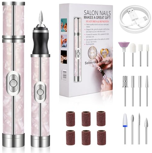 Electric Nail File for Thick Toe Nails, 4 Speeds Adjustable Nail Drill | Professional Nail Files Electric for Acrylic Gel Nails, Upgraded Electric Nail Drill with 18 Drill Bits for Various Nails