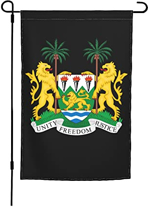 Bandera de jardín con el emblema nacional de Sierra Leona, 30,5 x 45,7 cm, doble cara, para casa o jardín, pequeña, decorativa.