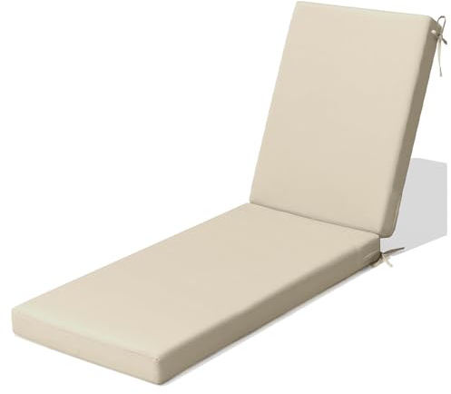 EXZFW 8cm Dicke Sonnenliege Auflage wetterfest,Tragbarel gartenliege Auflage Outdoor,sitzkissen Relaxsessel Outdoor,liegestuhl Auflage Mit Einstellband,für Sonnenliege,Off White 13,203x66x8cm
