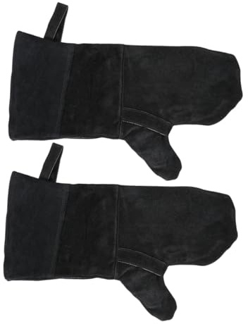 SHINEOFI 2pcs Heat Resistant Bbq Gloves Non Slip Fireproof Mittens for Outdoor Cooking Durable Black Griddle Gloves with Breathable Comfort for Grilling and Kitchen Use