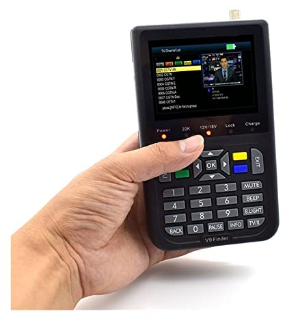 ZKLGS Buscador de Satélites, Buscador de señal satelital V9 Detector satelital HD DVB-S2 Buscador V8 Buscador satelital con Pantalla Digital LCD de 3.5 Pulgadas