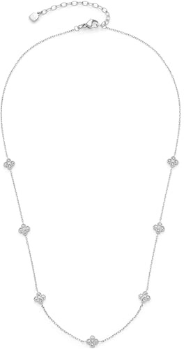 JEWELS BY LEONARDO Halskette Ciao Lisette • Hals-Schmuck aus silberfarbenem Edelstahl • sieben feine blütenförmigen Zirkonia-Elementen • 42-47 cm Länge • Schmuck Geschenk für Frauen • 025743