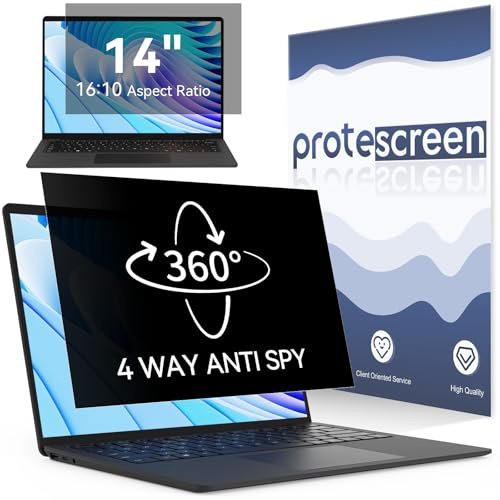 360° Privacy Screen Filter Laptop 14 inch 16:10 Aspect, 4-Way Privacy Screen Protector, Eye Protection Anti Glare Blue Light Shield, Anti Scratch Anti Spy Screen Protector Film 14 In
