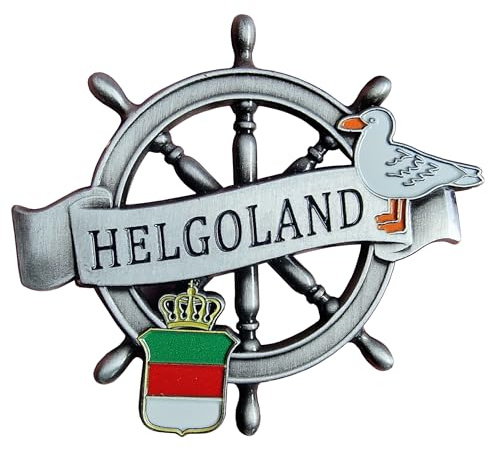 Kühlschrankmagnet Helgoland 3D - Steuerrad - Wappen - Möve - Magnet Souvenir Metall