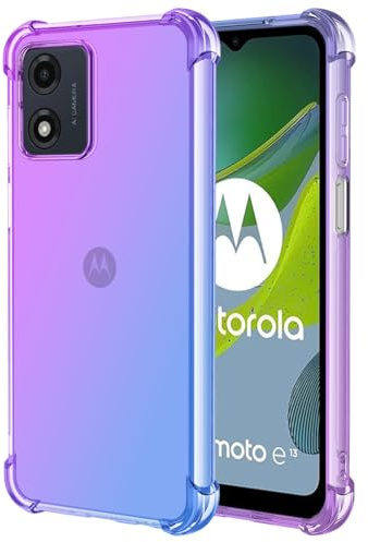 Sailundeng Funda para Moto E13 Case/for Motorola E 13 XT2345-2 Funda Clara y Linda para con Degradado Flexible antiarañazos, a Prueba de Golpes teléfono para Motorola Moto E13 4G Morado/Azul