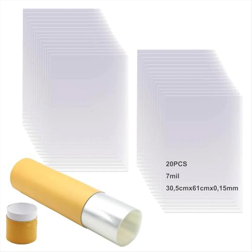 WEIWUXIAN 20 Paquetes 30,5x 61x0,15mm Hojas en Blanco de Mylar, 7mil Plantillas Hoja Transparente Mylar, Plantilla PET Cortar Plantillas de Bricolaje, Utilice Máquinas Compatibles con Cricut