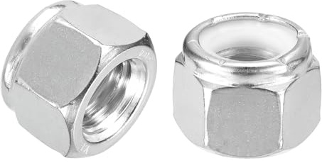 QUARKZMAN 5 Piezas De Tuercas Hexagonales De Bloqueo Con Insertos 5/8-11, Tuercas De Seguridad Autoblocantes De Acero Inoxidable 316 Con Insertos Para Fijadores, Plateado Y Blanco