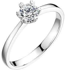 Tolldek Solitärring Platin PT950, Weiß 0.5ct Labor Erstellt Diamant Herz Trauringe Rundschliff, Platin Partnerringe Echt Goldschmuck, Gr.57 (18.1)