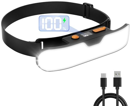 Mohard Torcia Frontale LED Ricaricabile, [Fascio Ampio 230° & Display Digitale] Lampada Frontale Potente 90° Regolabile, Portatile Torcia da Testa IPX5 Accessori Torce Campeggio/Trekking/Corsa/Pesca