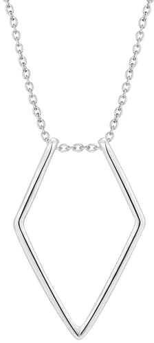 XANAYXWJ 925 Sterling Silber Ringhalter-Halskette für Frauen, geometrischer Anhänger 45 cm lang, Wishbone-Halskette, Raute