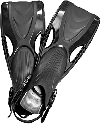 Professional Scuba Diving Fins Adult Adjustable Swimming Shoes Silicone Submersible Snorkeling Foot Monofin Diving Flippers(Black)