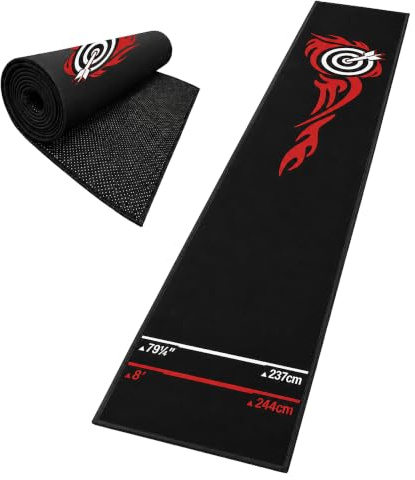 Relaxdays Dartteppich, mit Oche Abwurfline, Dartmatte, BT: 60x260 cm, Farbe | rutschfest, Bodenschutz, Polyester, Gummi