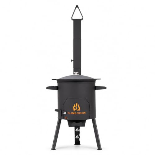 FlameFusion Utschak XS vedeldad ugn med Kazan 8 liter inkluderad [storlek valfri] - Uchag Kazanugn för grillning & matlagning