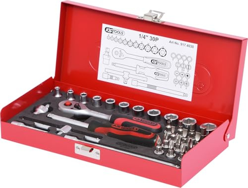 KS Tools 917.4030 1/4 Steckschlüssel-Satz, 30-tlg., Matt Satiniert | 917.4030, Steckschlüsselsatz