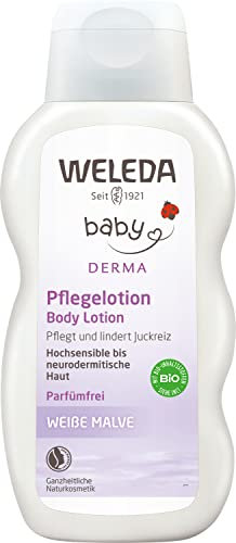 Weleda – Leche Corporal de Malva Blanca, Hidrata Intensamente la Piel Descamada, Calma el Picor, con Pensamiento Silvestre y Malva Blanca, Piel Hipersensible y Atópica Vegana – 200 ml