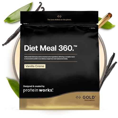 Protein Works | Diet Meal 360 - Gold, Vanillecreme, 28 Mahlzeiten, 2kg | Diät-Mahlzeitenersatz-Shake, Abnehmen Shake, Vollwertige Ernährung, 24 Vitamine & Mineralstoffe, Leinsamen, Omega 3, Inulin