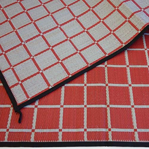 Schlauchland Zeltteppich ´´´odooro WAVETEX Square 2,7m x 7m rot-grau *** VIELE GRÖSSEN + Farben ** Camping Matte Wohnwagen 450 g/m² Outdoor Teppich Vorzelt Teppich Garten Spieldecke