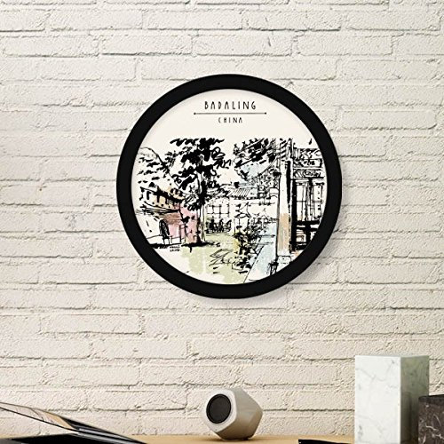 DIYthinker The Hidden Pavilion In Chengdu Of China Round Picture Frame Art Prints Of Paintings Home Wall Decal Gift Small Black