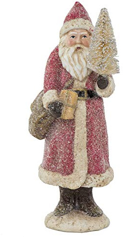RAZ Imports Glittered Resin Santa Figure (Red)