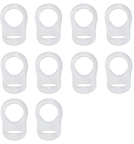 10X Silikonknopfring Silikonring Schnuller Halter Clip Adapter für Baby Schnuller Schnullerketten, transparent