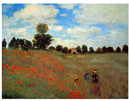 Bilderdepot24 Kunstdruck Poster - Claude Monet Mohnfeld bei Argenteuil 80x60 cm ca. A1 - Alte Meister Bild ohne Rahmen