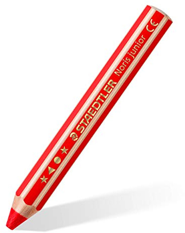 STAEDTLER Noris junior 140 Buntstifte 3 in 1 – Rot, 6 Stück | Dick, Wachsmal-, Aquarell- & Buntstift, bruchsicher – für Kinder – Art.-Nr. 140-2