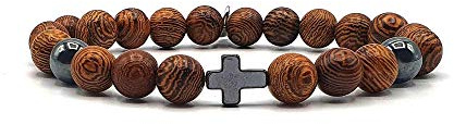 KARDINAL WEIST crucifijo - cruz madera pulsera, joyas para mujeres y hombres, FE - AMOR - ESPERANZA - №3 (XS, Resase)