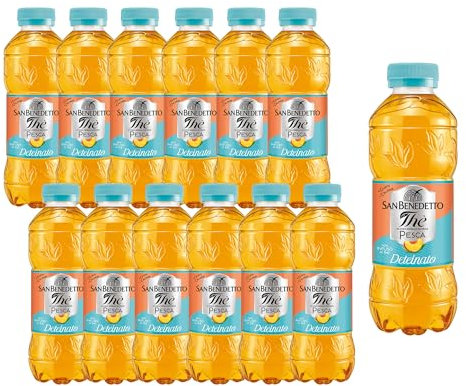 San Benedetto, Thè Deteinato alla Pesca, 12x500 ml, Senza Teina e Glutine, Bevanda Fresca e Dissetante, Tappo Click, con Poche Calorie.