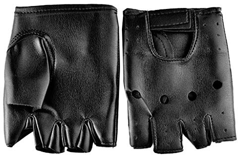 Ixkbiced Herren Kunstleder rutschfeste Halbfinger Fingerlose Handschuhe Handhandschuhe