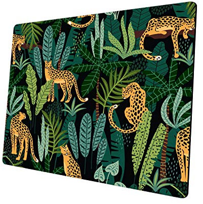 Mouse pad Leopard Mousepad Plants Office Decor for Women Men Desk Accessories Leopards and Tropical Leaves Mouse pad Gift for Coworker Non-Slip Comfortable Customized Computer Mouse Pad